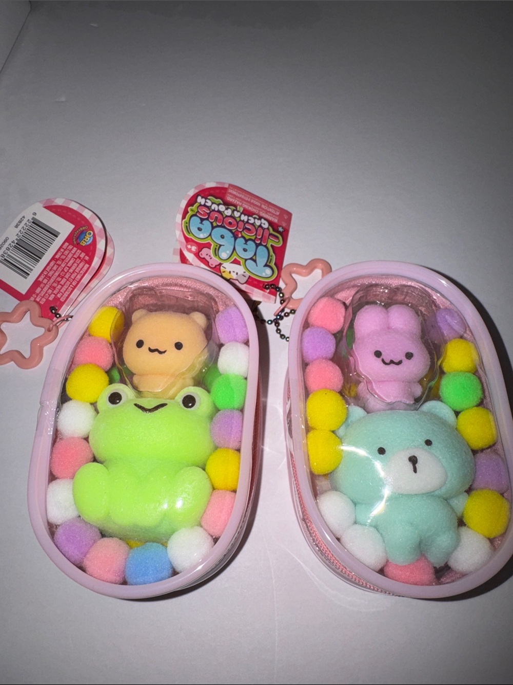 Taba squishy  Pouch Set with Frog, Bear & Bunny - Pastel Pink